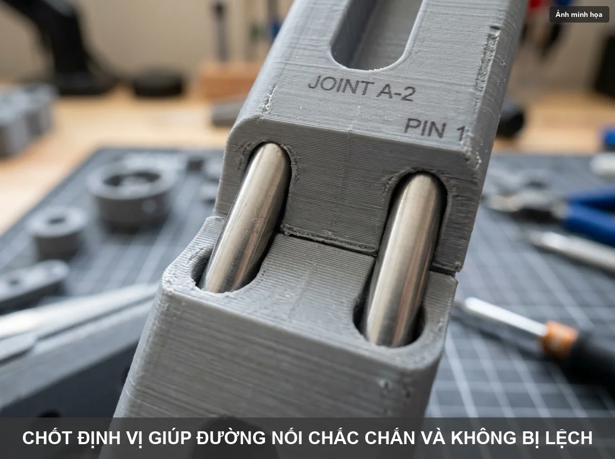 Chốt định vị ngàm giữ chống trượt lệch khi tra keo dán nhựa 3D