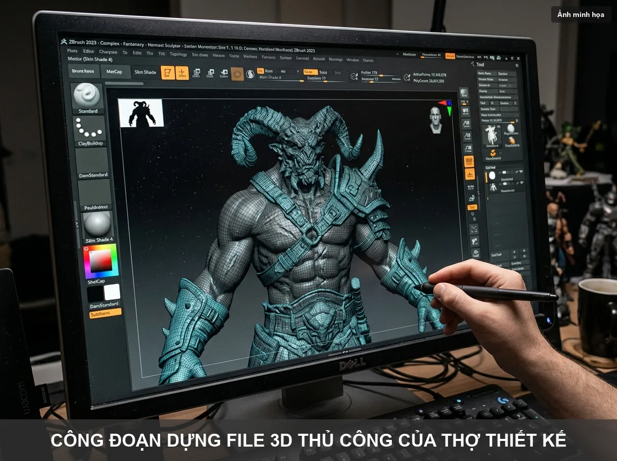 Công đoạn dựng file 3D thủ công tốn nhiều giờ làm việc của designer