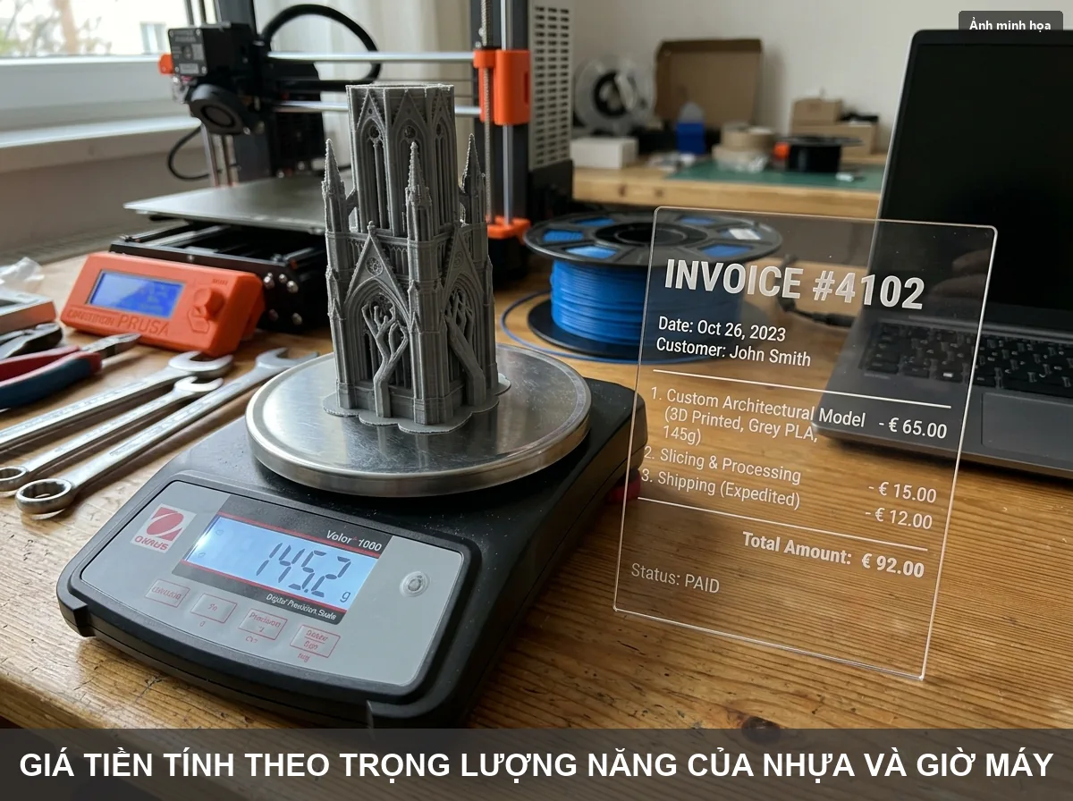 Cân trọng lượng nhựa in 3D thực tế bằng cân điện tử chính xác