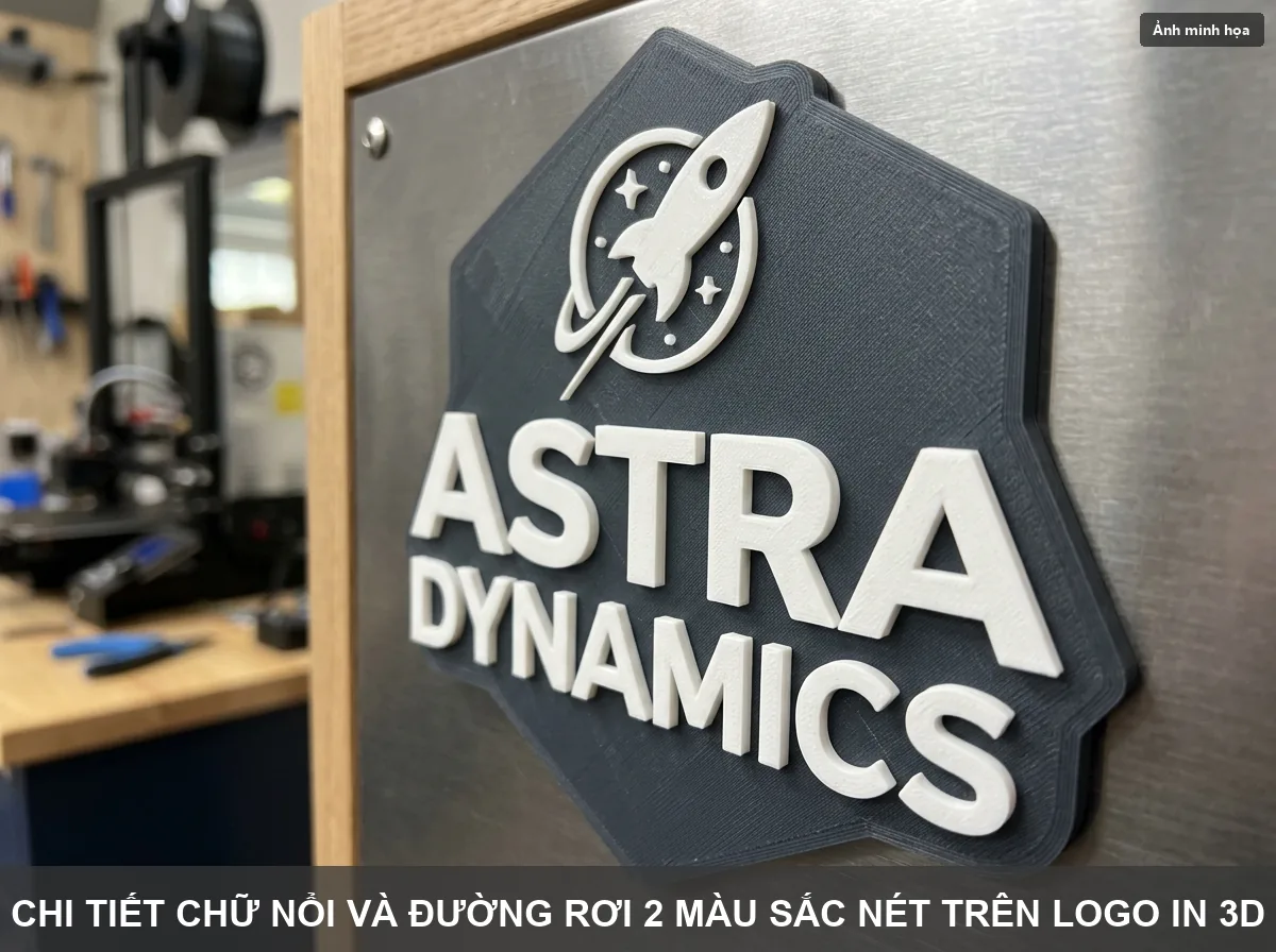 Chi tiết chữ nổi 3D và đường phối màu sắc nét trên bề mặt logo