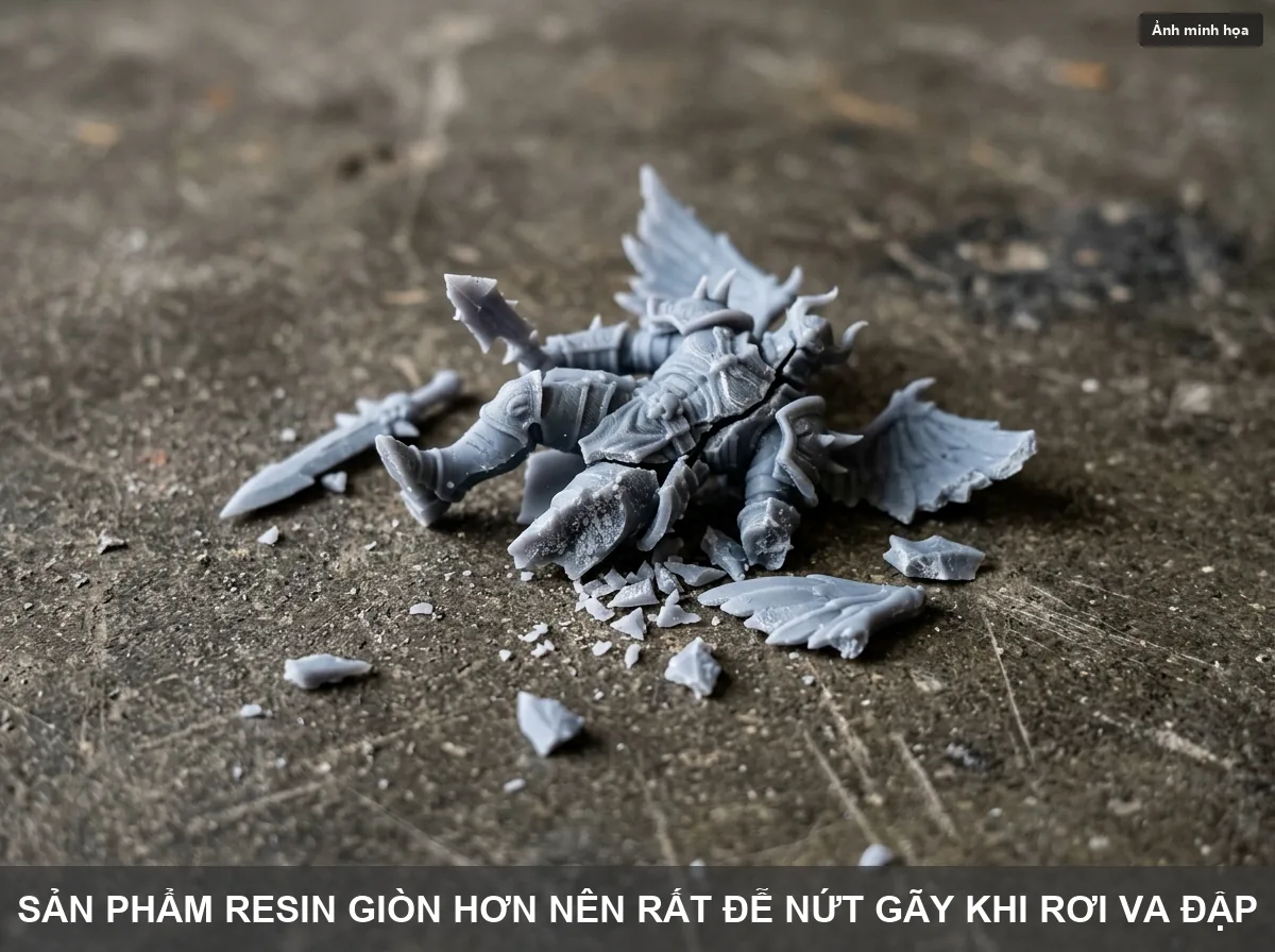 Bản in nhựa Resin có tính chất hơi giòn dễ bị nứt gãy khi va đập mạnh