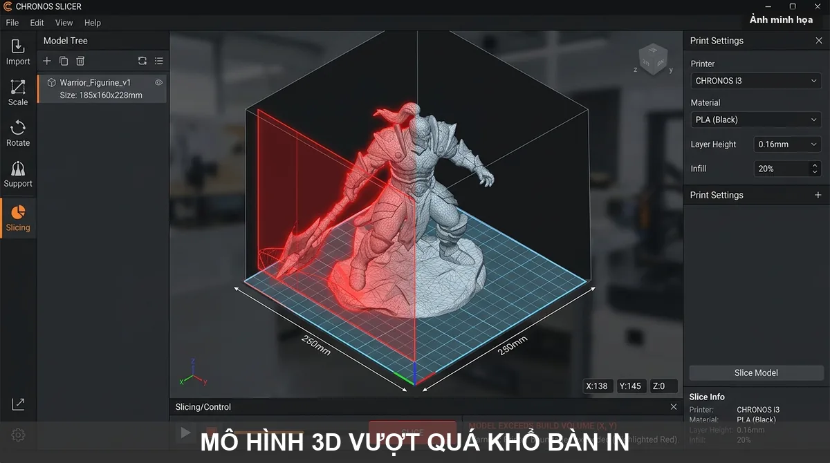 Mô hình lớn hơn khổ máy in thì làm sao? Ba cách và cái giá của từng cách