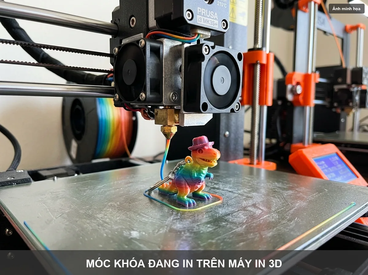 Móc khoá đang in trên máy Bambu Lab