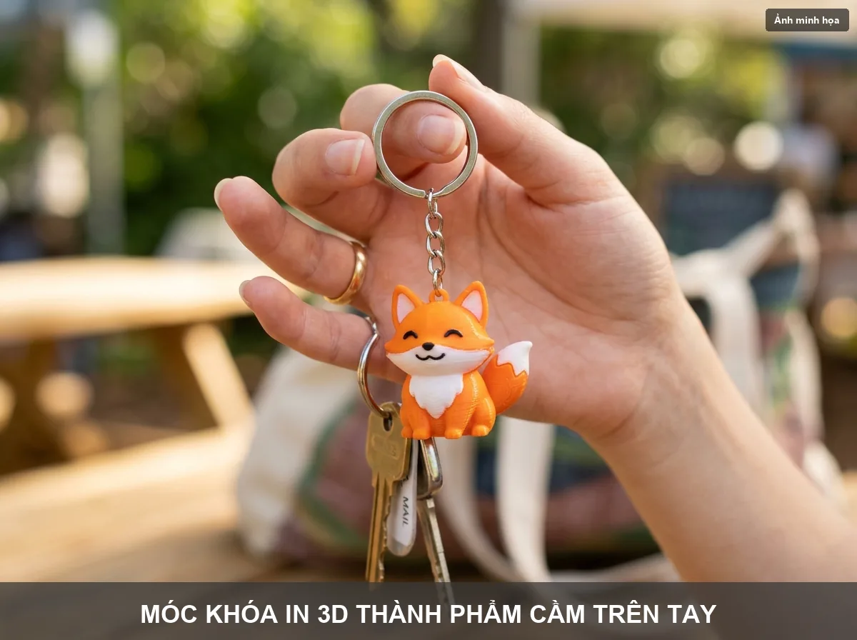 Móc khoá in 3D thành phẩm cầm trên tay