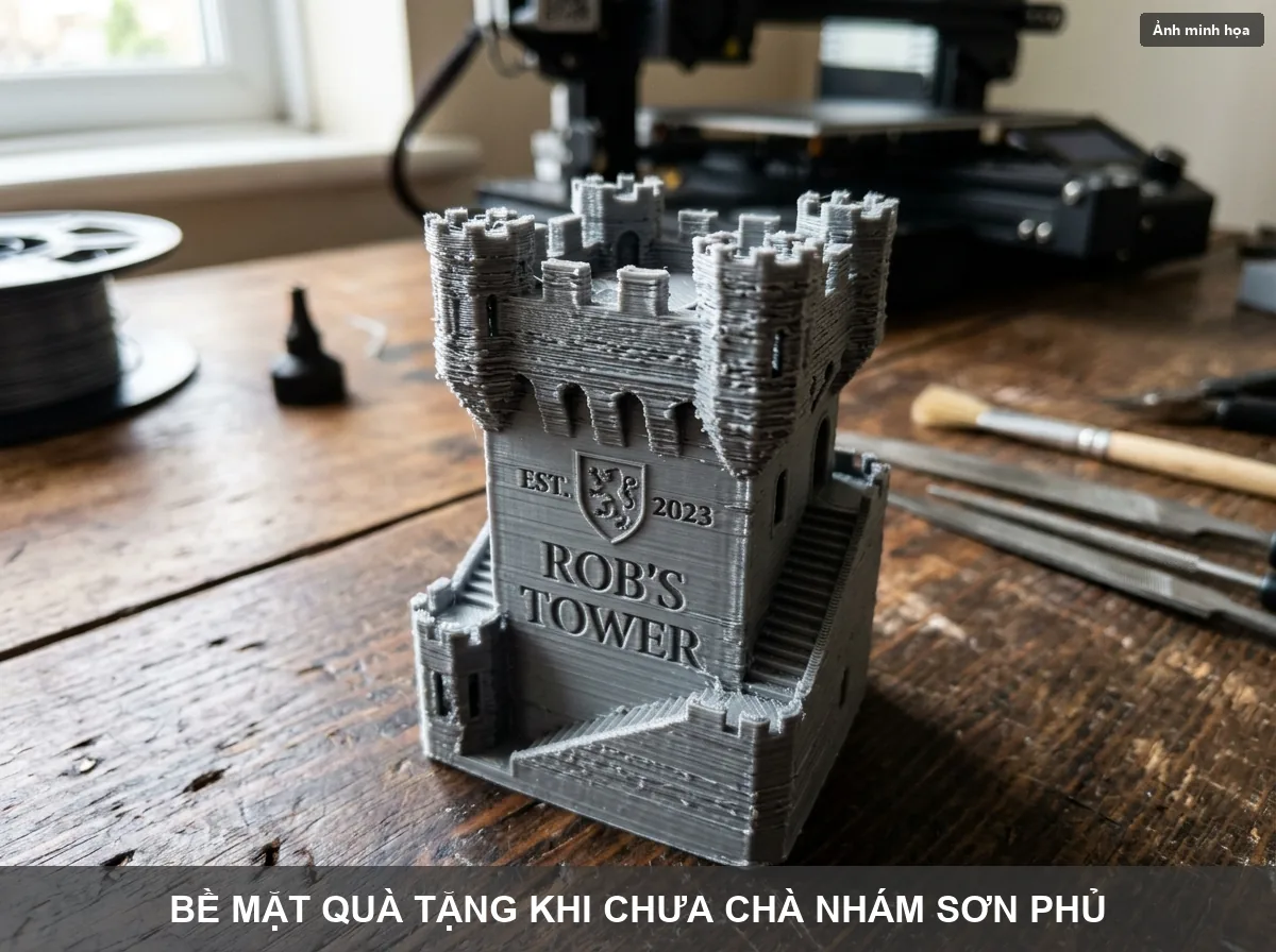 Bề mặt mộc của quà tặng in 3D trước khi qua bước chà nhám hoàn thiện
