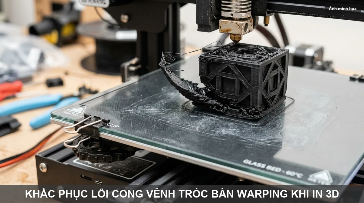 Lỗi cong vênh warping góc đáy bản in 3D do hiện tượng co ngót nhiệt