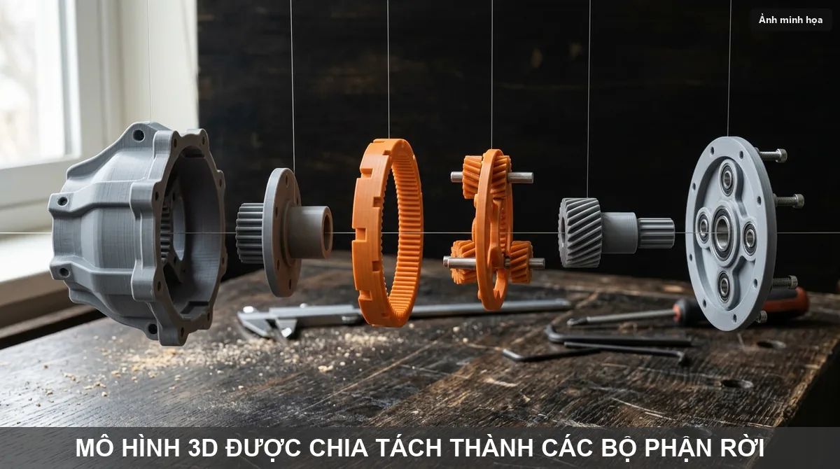 Mô hình 3D bóc tách thành các bộ phận rời sẵn sàng cho quá trình in