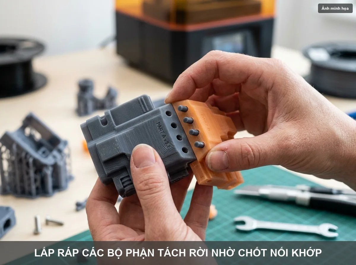 Chốt định vị giúp kết nối chuẩn xác giữa các bộ phận 3D tách rời