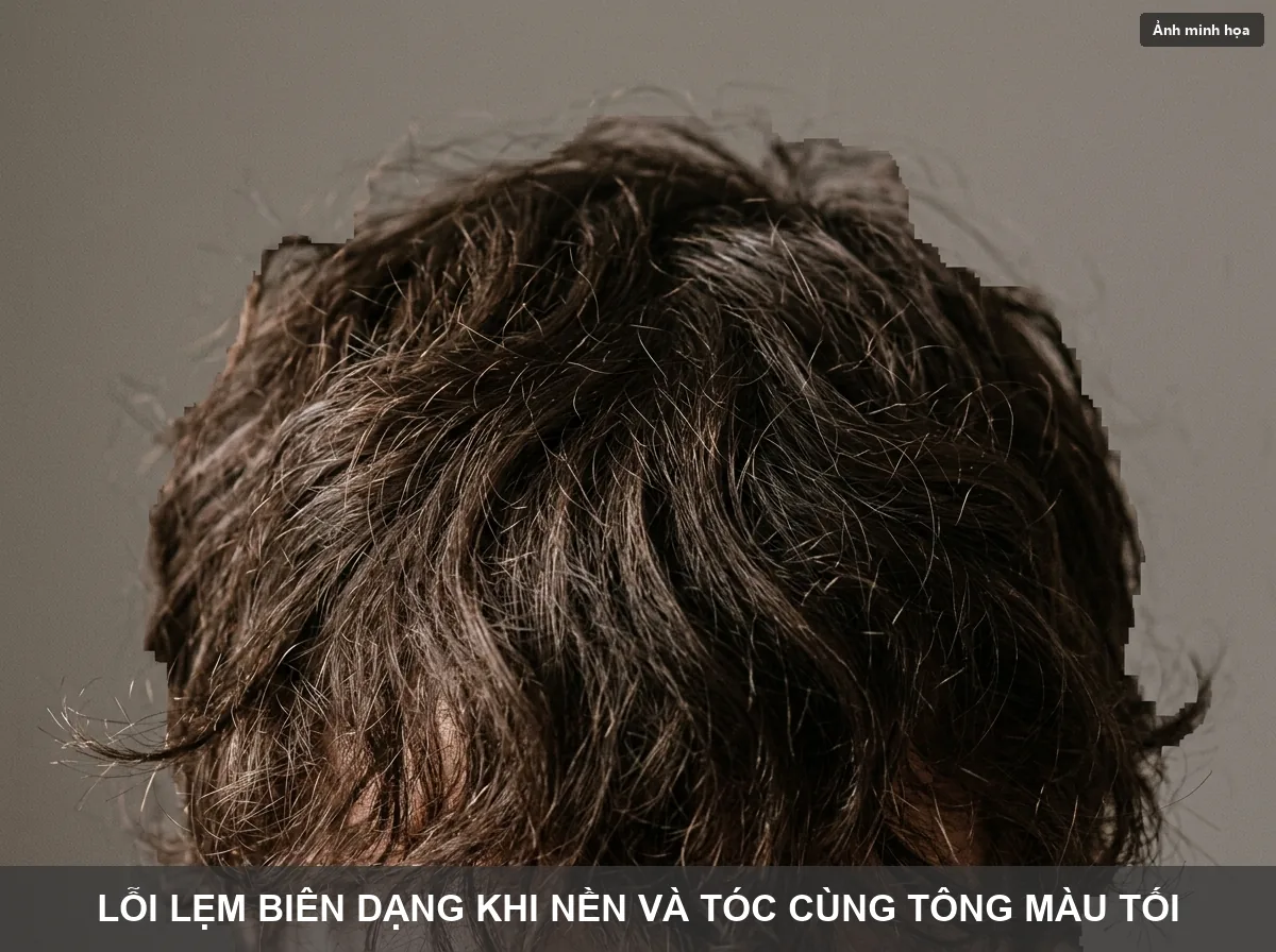 Hiện tượng lẹm chi tiết tóc khi tách nền do ảnh chụp bị trùng tông màu nền