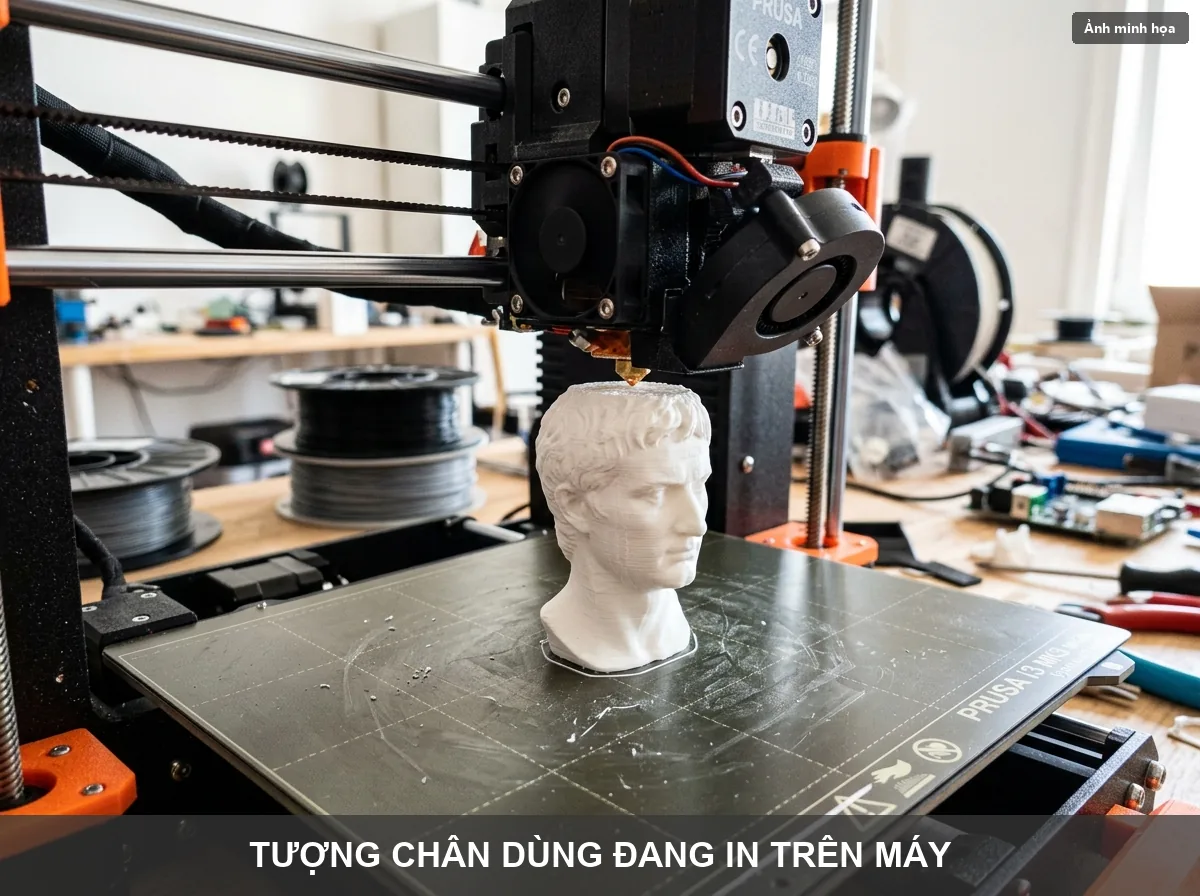 Tượng chân dung đang in trên máy Bambu Lab