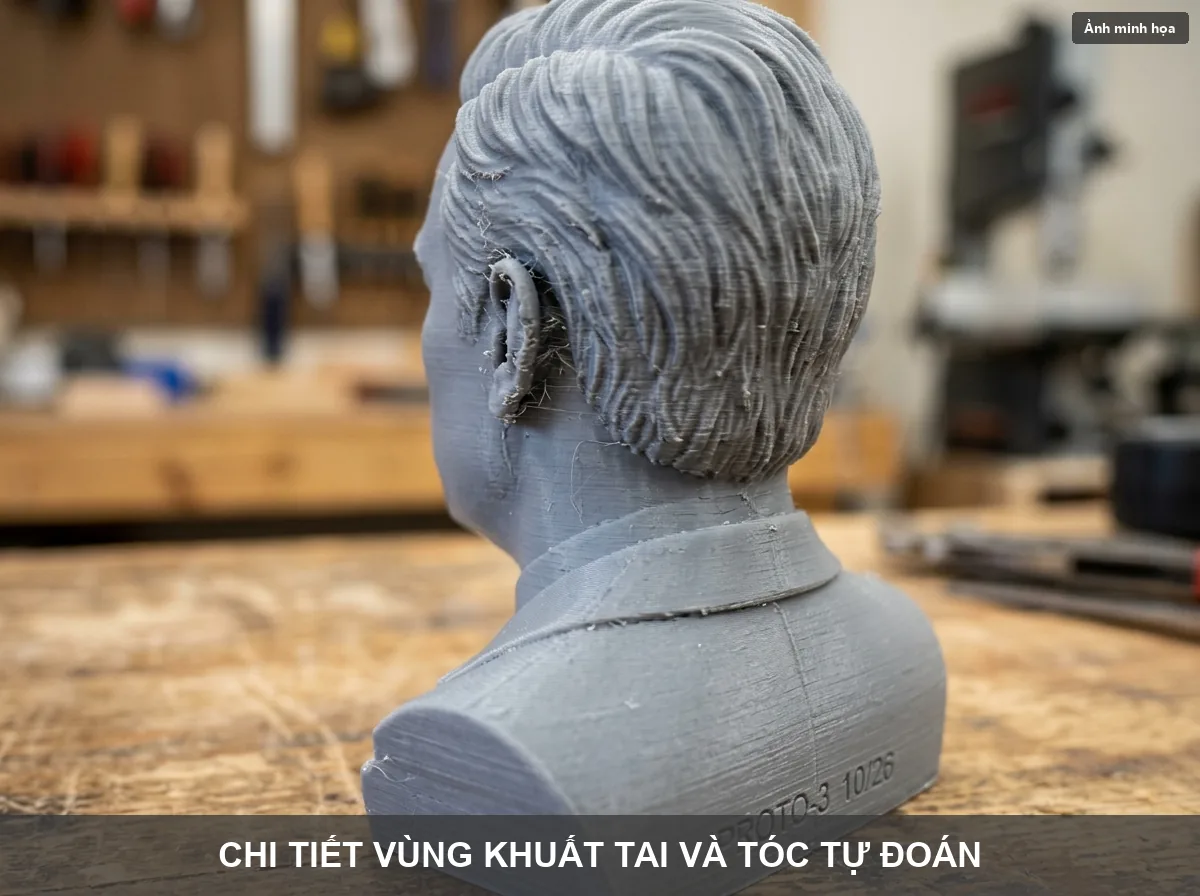 Cận cảnh chi tiết tượng chân dung chưa giống ảnh gốc
