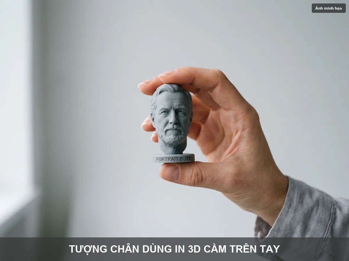 Tượng chân dung in 3D thành phẩm cầm trên tay